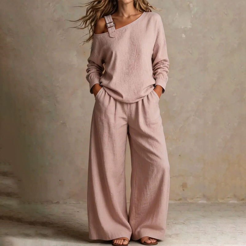 🔥Bestseller🔥 Off-shoulder Wide-leg Two-piece Set