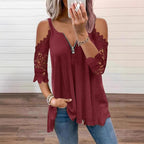 Women's lace top with off-the-shoulder closure and zipper