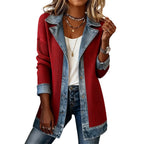 Seasonal Style🛍️Women’s Elegant Denim Spliced Ribbed Knit Coat