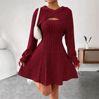 Two-piece ribbed knit outfit for women