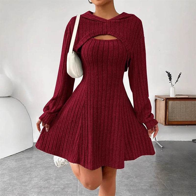 Two-piece ribbed knit outfit for women