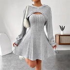 Two-piece ribbed knit outfit for women