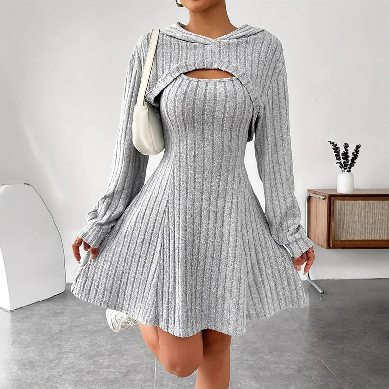 Two-piece ribbed knit outfit for women