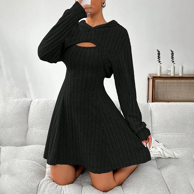 Two-piece ribbed knit outfit for women