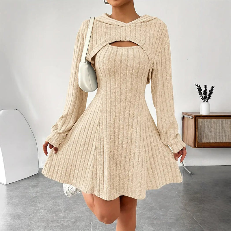 Two-piece ribbed knit outfit for women