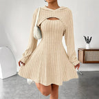 Two-piece ribbed knit outfit for women
