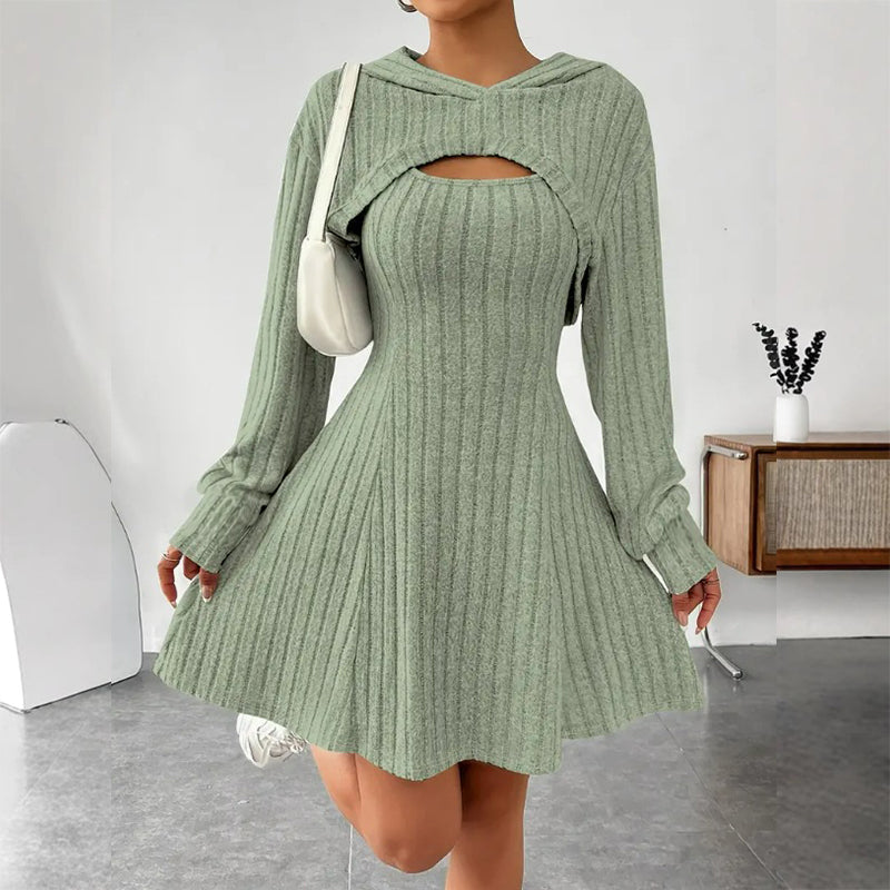 Two-piece ribbed knit outfit for women