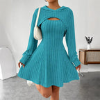 Two-piece ribbed knit outfit for women