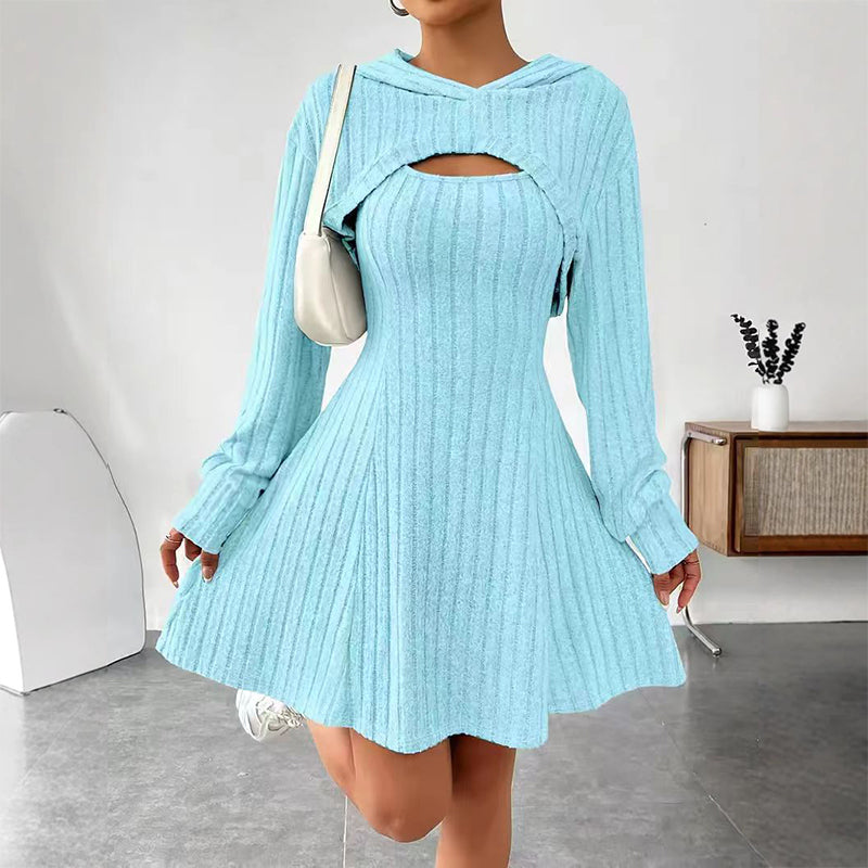 Two-piece ribbed knit outfit for women