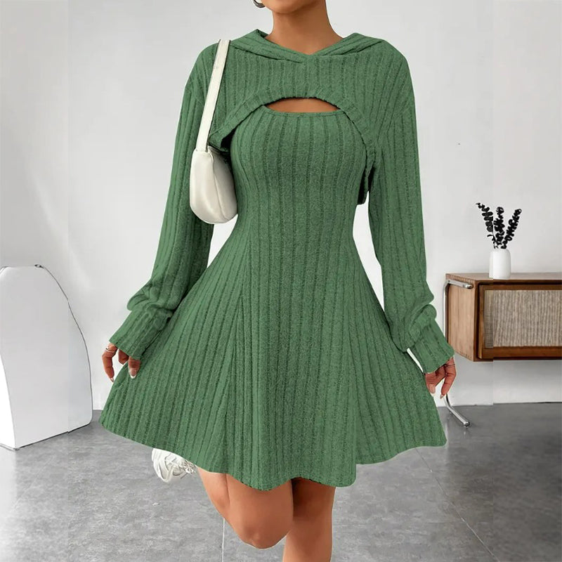 Two-piece ribbed knit outfit for women