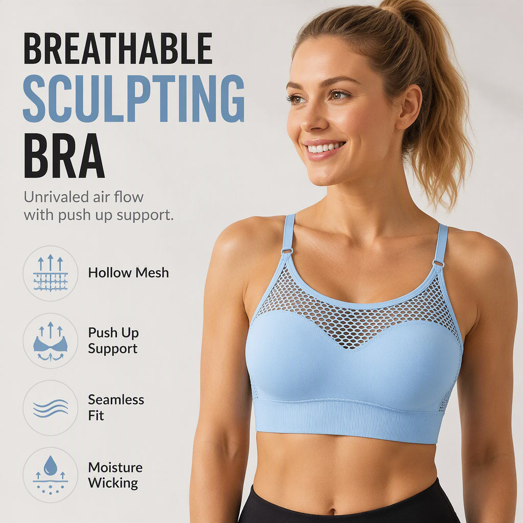 🔥 2026 Fresh Drops | Buy 1 get 1 free Today! 💸💖Women's Hollow Mesh Push Up Sports Bra