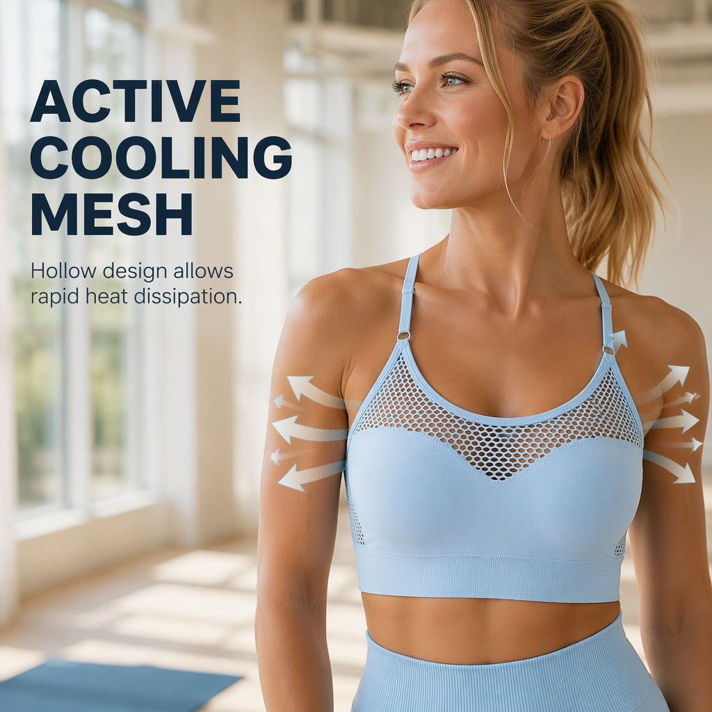 🔥 2026 Fresh Drops | Buy 1 get 1 free Today! 💸💖Women's Hollow Mesh Push Up Sports Bra