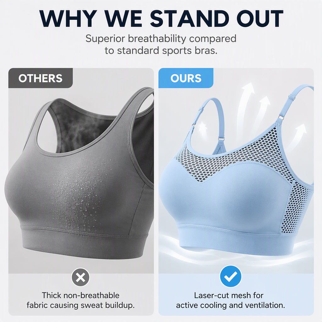 🔥 2026 Fresh Drops | Buy 1 get 1 free Today! 💸💖Women's Hollow Mesh Push Up Sports Bra