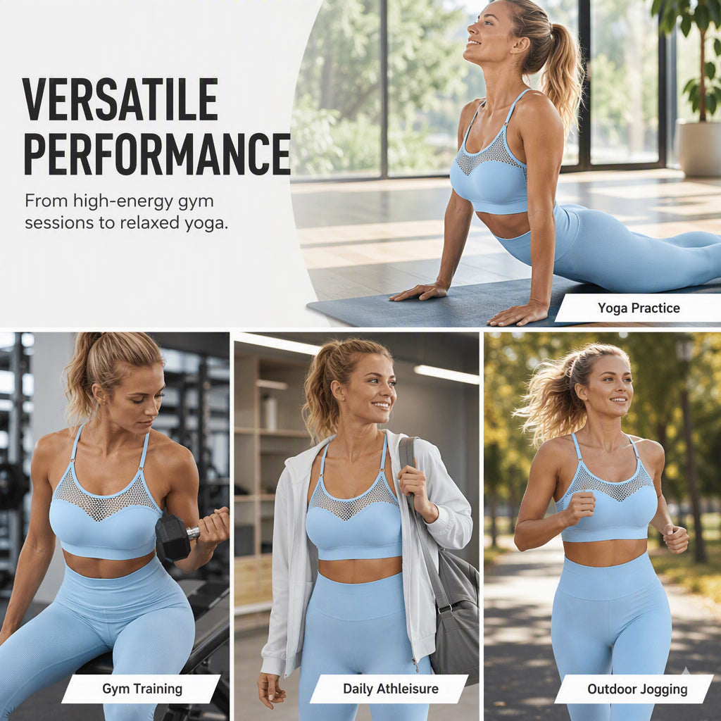 🔥 2026 Fresh Drops | Buy 1 get 1 free Today! 💸💖Women's Hollow Mesh Push Up Sports Bra