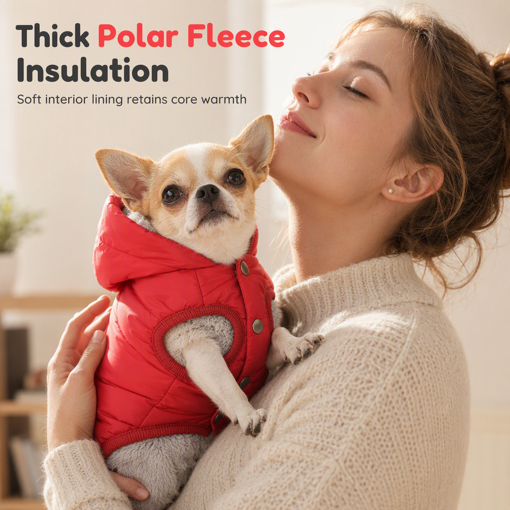 ⏳🔥LIMITED-TIME 50% OFF! ⏰🐕 Hooded Dog Coat – Fleece‑lined, windproof & built‑in harness 🧥✨