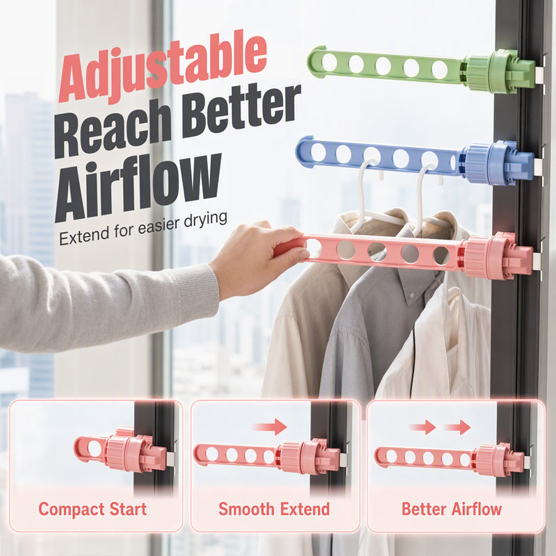 🪟Exclusive Web Deal -Buy 1 get 1 free🔧Space-Saving Window Drying Rack – No-Drill Twist Clamp Clothes Airer